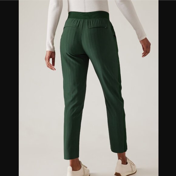 NWOT Athleta Brooklyn Mid Rise Ankle Pant Color: Seaweed Gloss Stripe 4 Tall - Picture 2 of 6